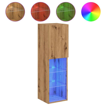 Mobili Tv Con Luci Led 2 Pz 30,5X30X Rovere Artigianale