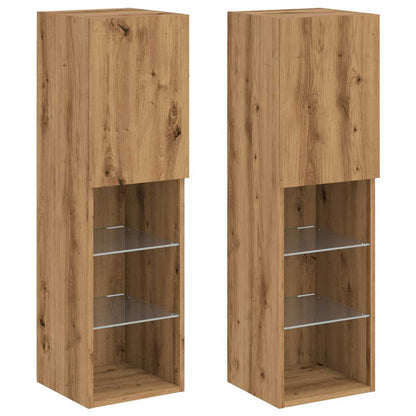 Mobili Tv Con Luci Led 2 Pz 30,5X30X Rovere Artigianale