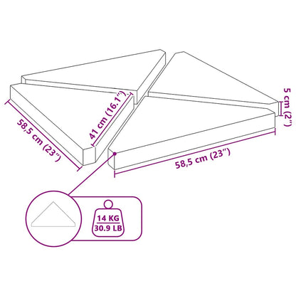 Piastre Per Parasole 4 Pz In Granito Triangolare 14 Kg