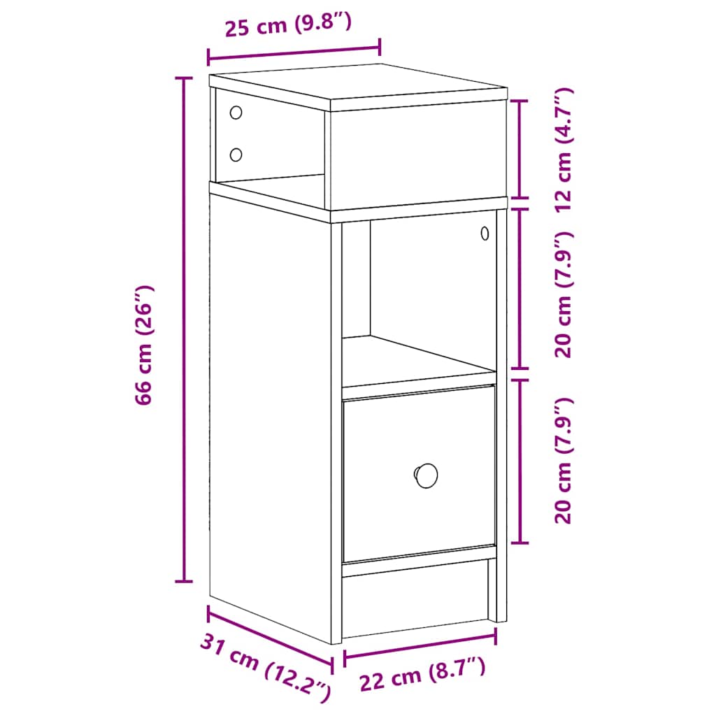 Comodini 2 Pz Con Cassetto 25X31X66 Cm