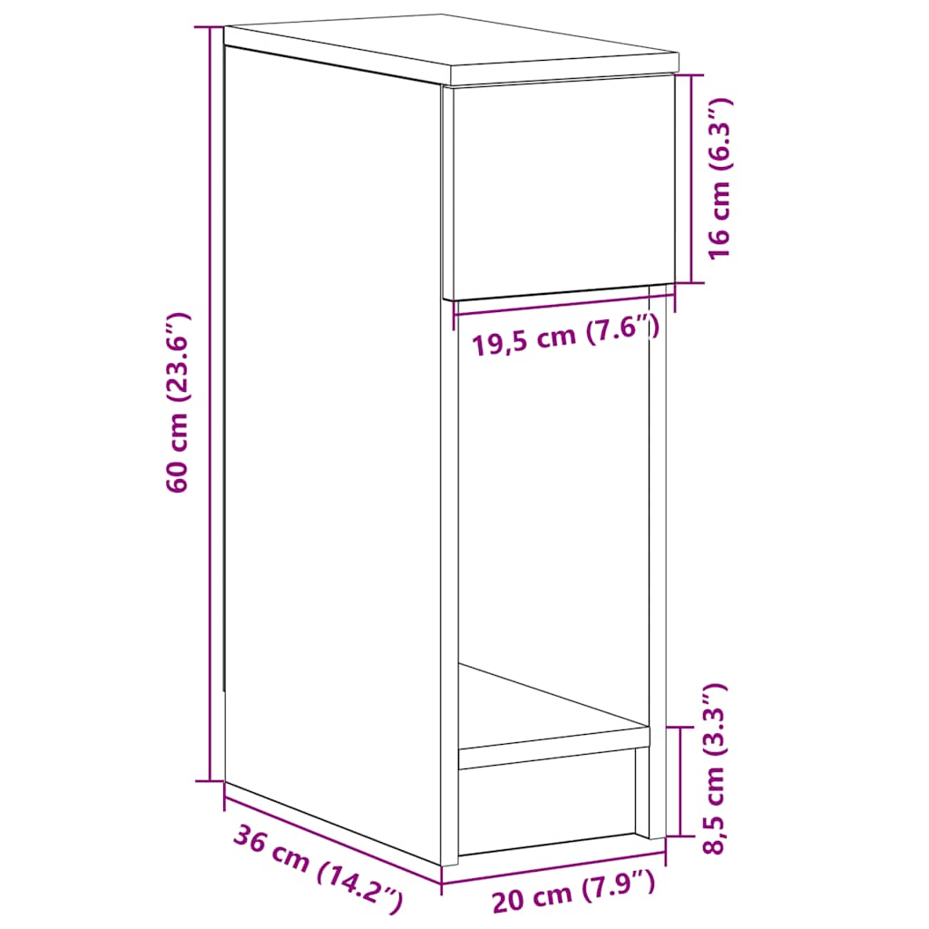 Comodini Con Cassetto 2 Pz 20X36X60 Cm