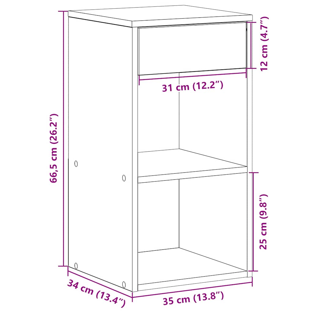 Comodino Con Cassetto 35X34X66,5 Cm