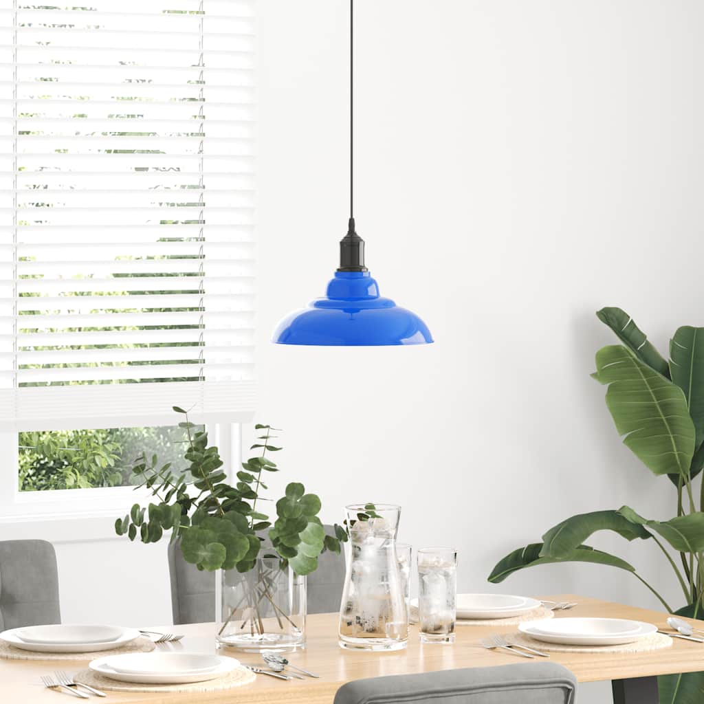 Lampada A Sospensione Regolabile E27 Blu Scuro Ø31 Cm Metallo