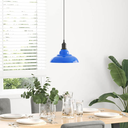 Lampada A Sospensione Regolabile E27 Blu Scuro Ø31 Cm Metallo