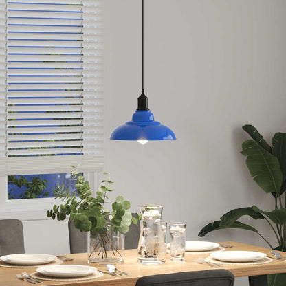 Lampada A Sospensione Regolabile E27 Blu Scuro Ø31 Cm Metallo