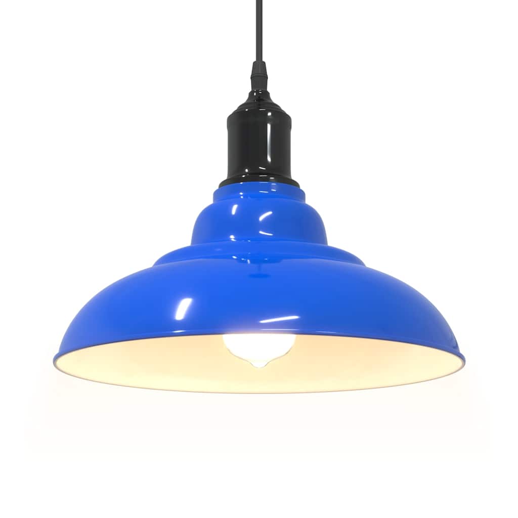Lampada A Sospensione Regolabile E27 Blu Scuro Ø31 Cm Metallo