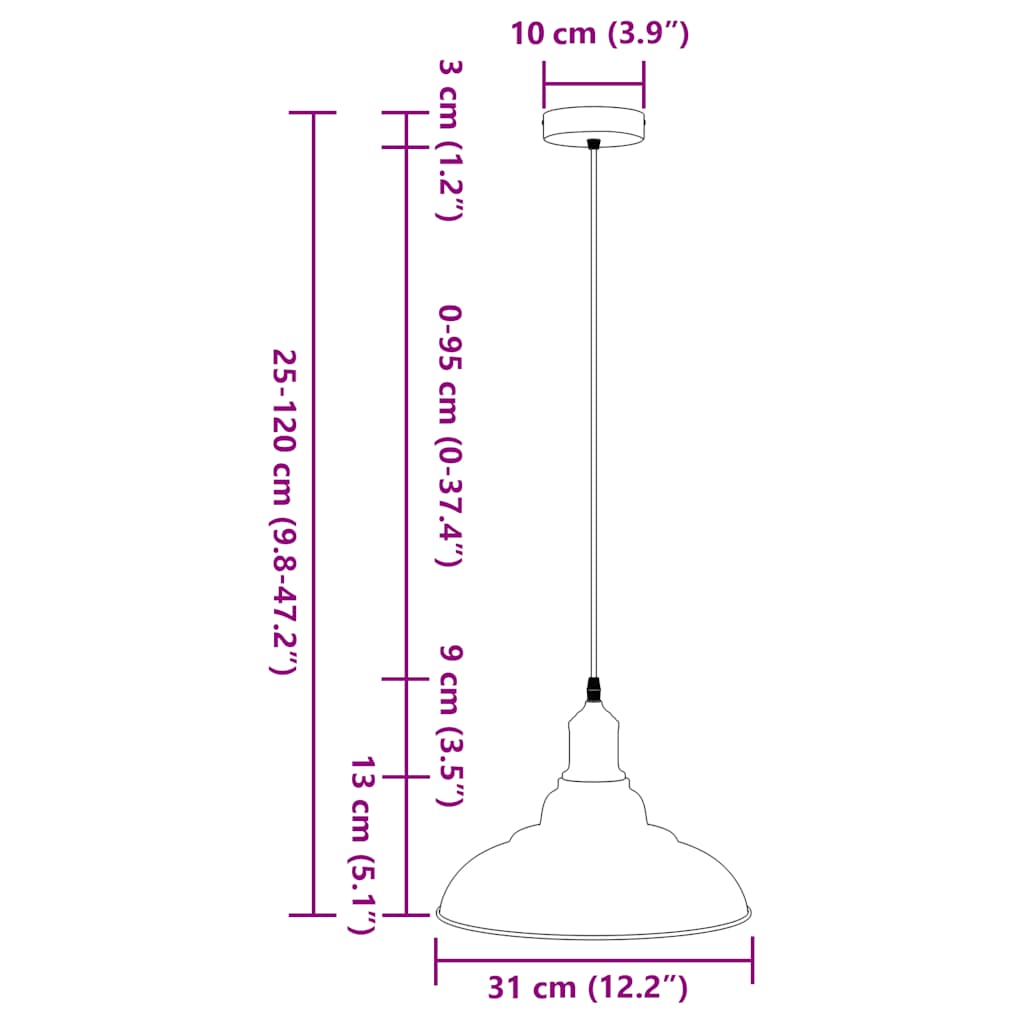 Lampada A Sospensione Regolabile E27 Blu Scuro Ø31 Cm Metallo
