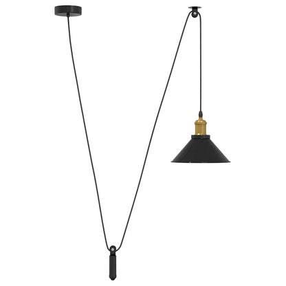 Lampada A Sospensione Regolabile E27 Nero Lucido Ø22 Cm Metallo