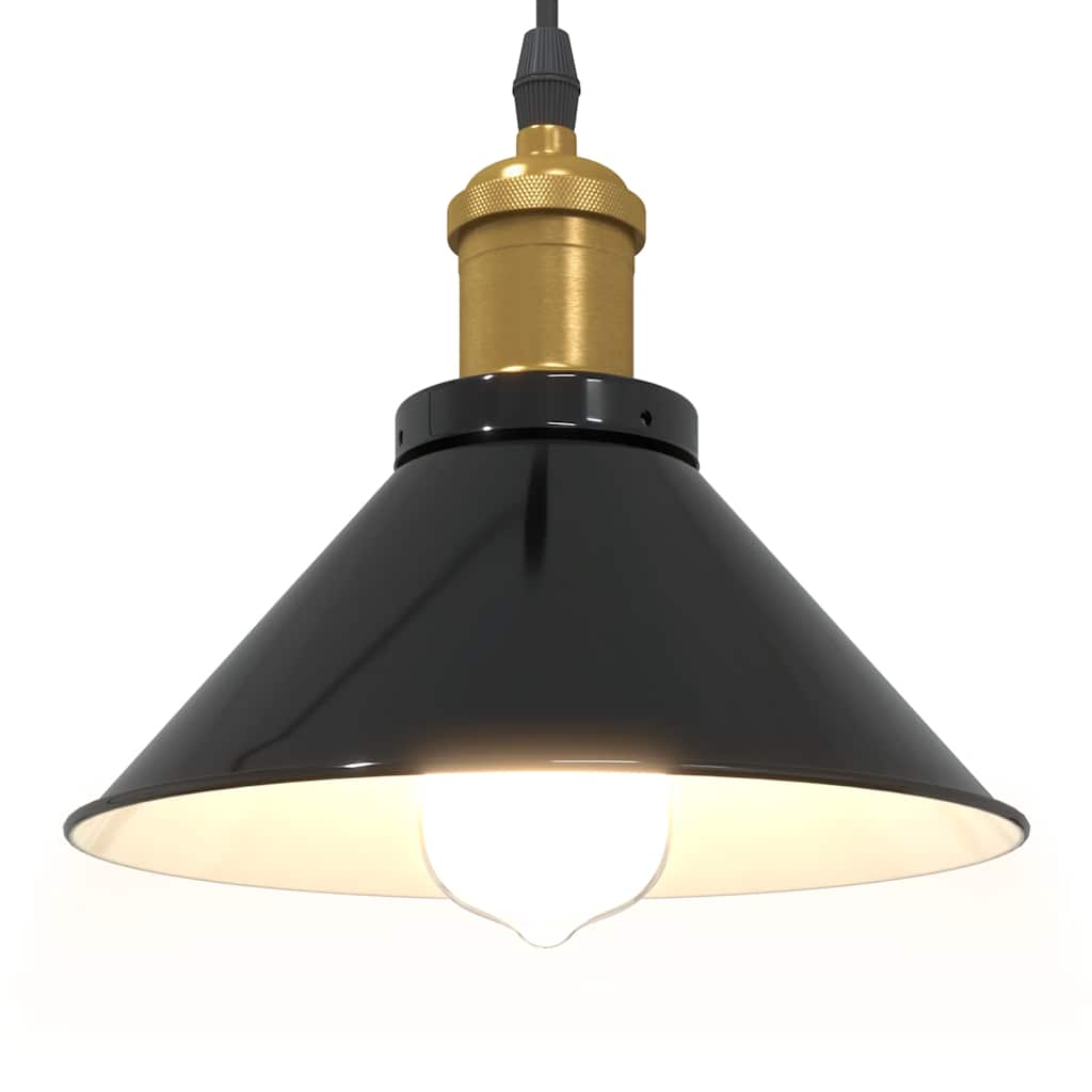 Lampada A Sospensione Regolabile E27 Nero Lucido Ø22 Cm Metallo