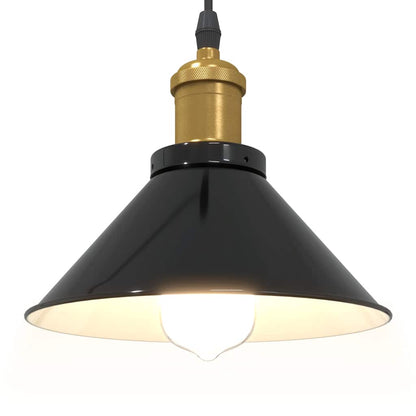 Lampada A Sospensione Regolabile E27 Nero Lucido Ø22 Cm Metallo