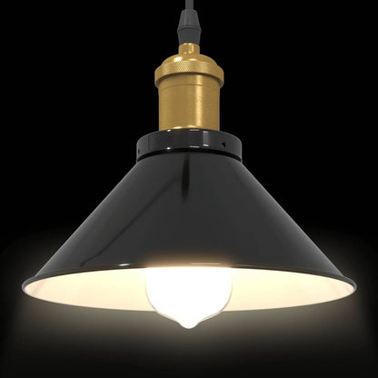 Lampada A Sospensione Regolabile E27 Nero Lucido Ø22 Cm Metallo