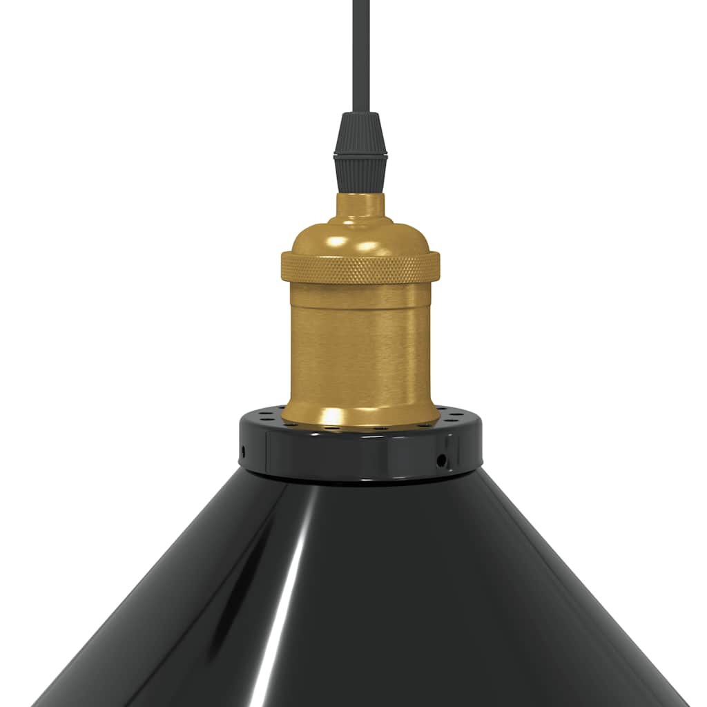 Lampada A Sospensione Regolabile E27 Nero Lucido Ø22 Cm Metallo