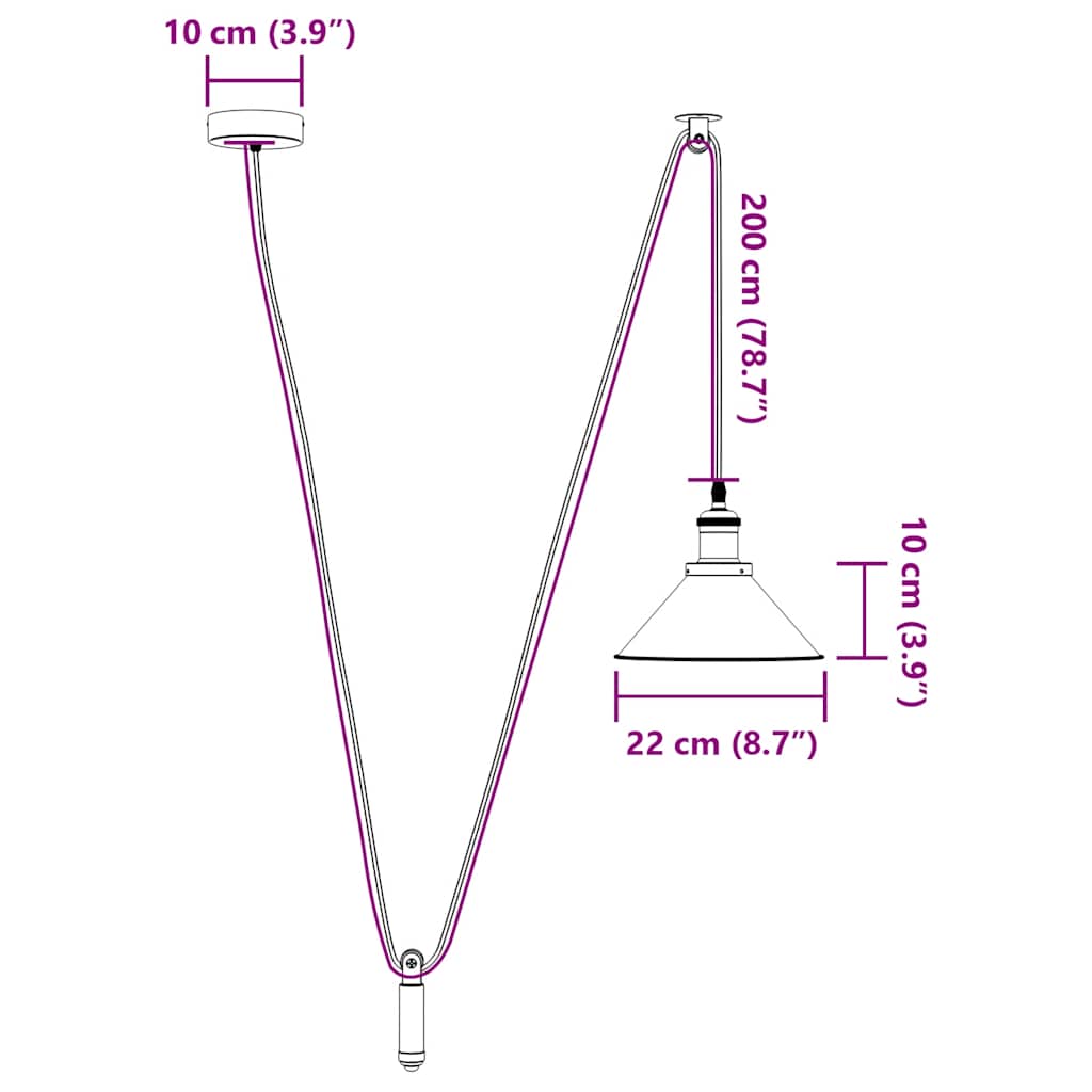 Lampada A Sospensione Regolabile E27 Nero Lucido Ø22 Cm Metallo