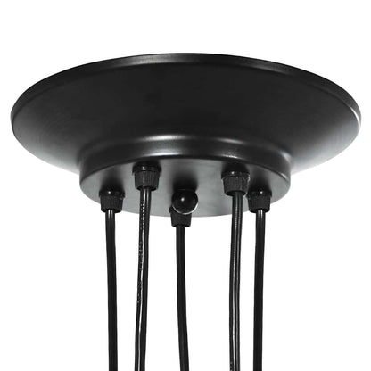 Lampada A Sospensione Con 5 Portalampada E27 In Metallo Nero
