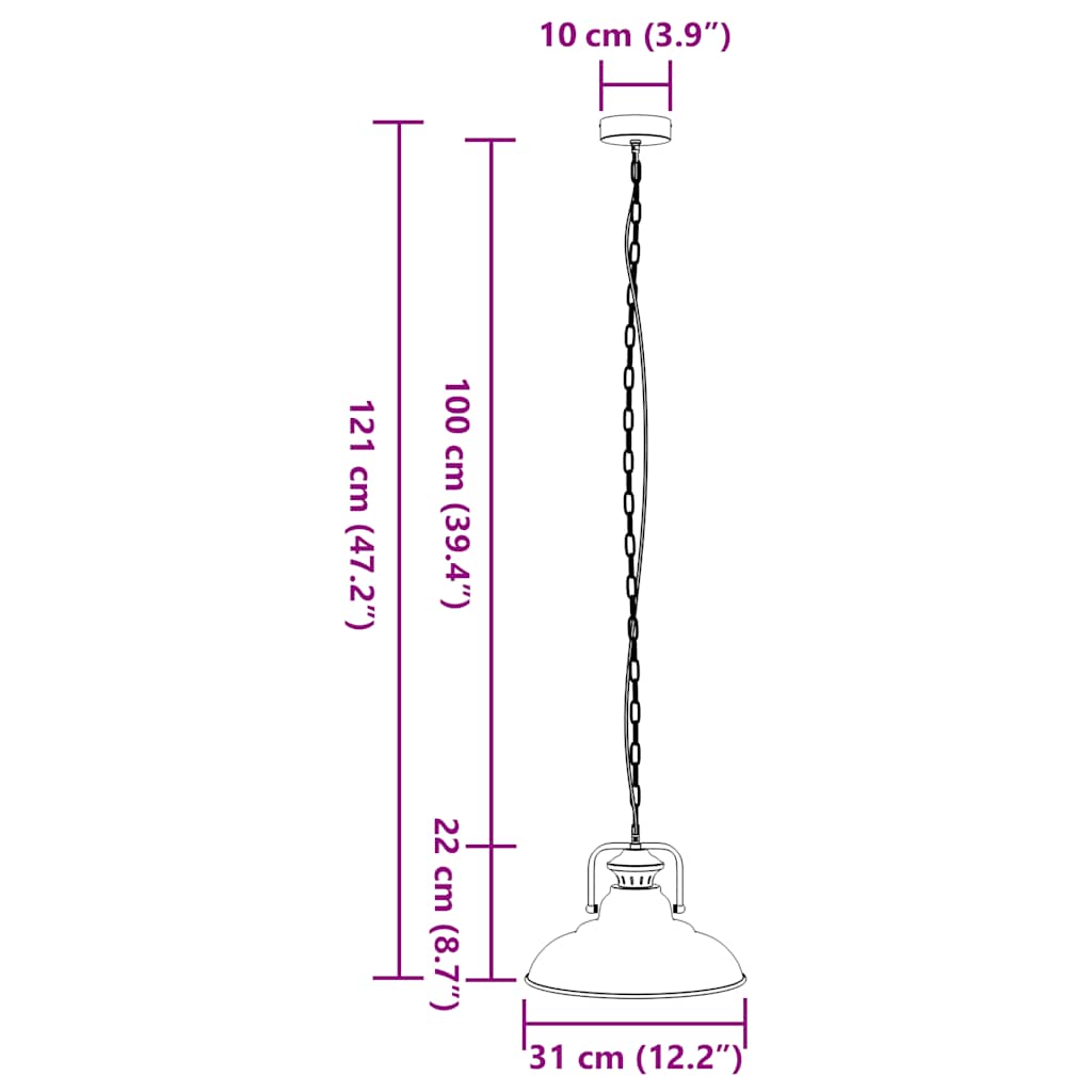 Lampada A Sospensione E27 Nero Ø31 Cm In Metallo Grigio Sonoma