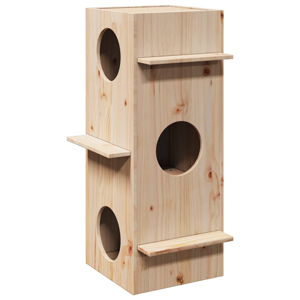 Cuccia Per Gatti Marrone Cera 43X43X90Cm Legno Massello Di Pino