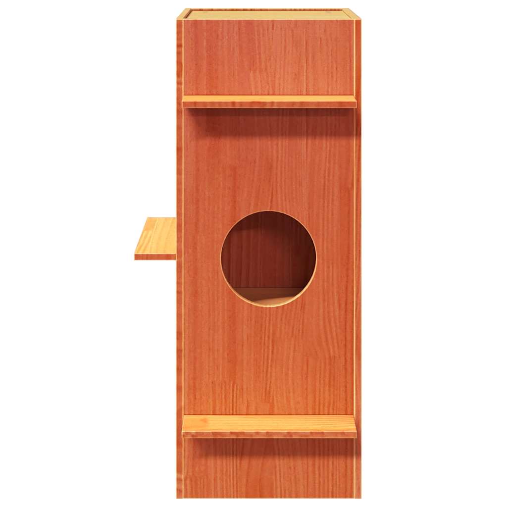 Cuccia Per Gatti Marrone Cera 43X43X90Cm Legno Massello Di Pino