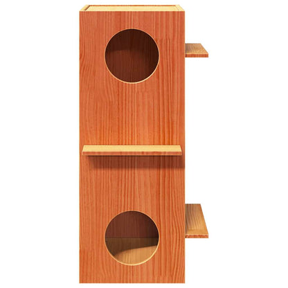 Cuccia Per Gatti Marrone Cera 43X43X90Cm Legno Massello Di Pino