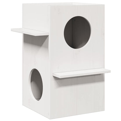 Cuccia Per Gatti Bianca 43X43X60 Cm In Legno Massello Di Pino