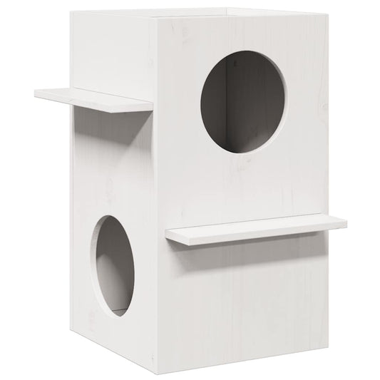 Cuccia Per Gatti Bianca 43X43X60 Cm In Legno Massello Di Pino
