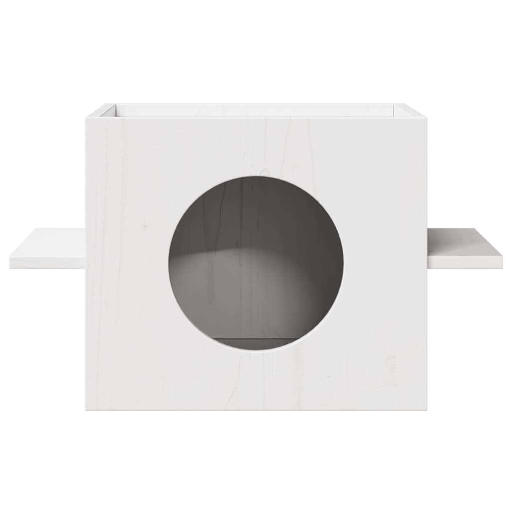 Cuccia Per Gatti Bianca 51X35X30 Cm In Legno Massello Di Pino