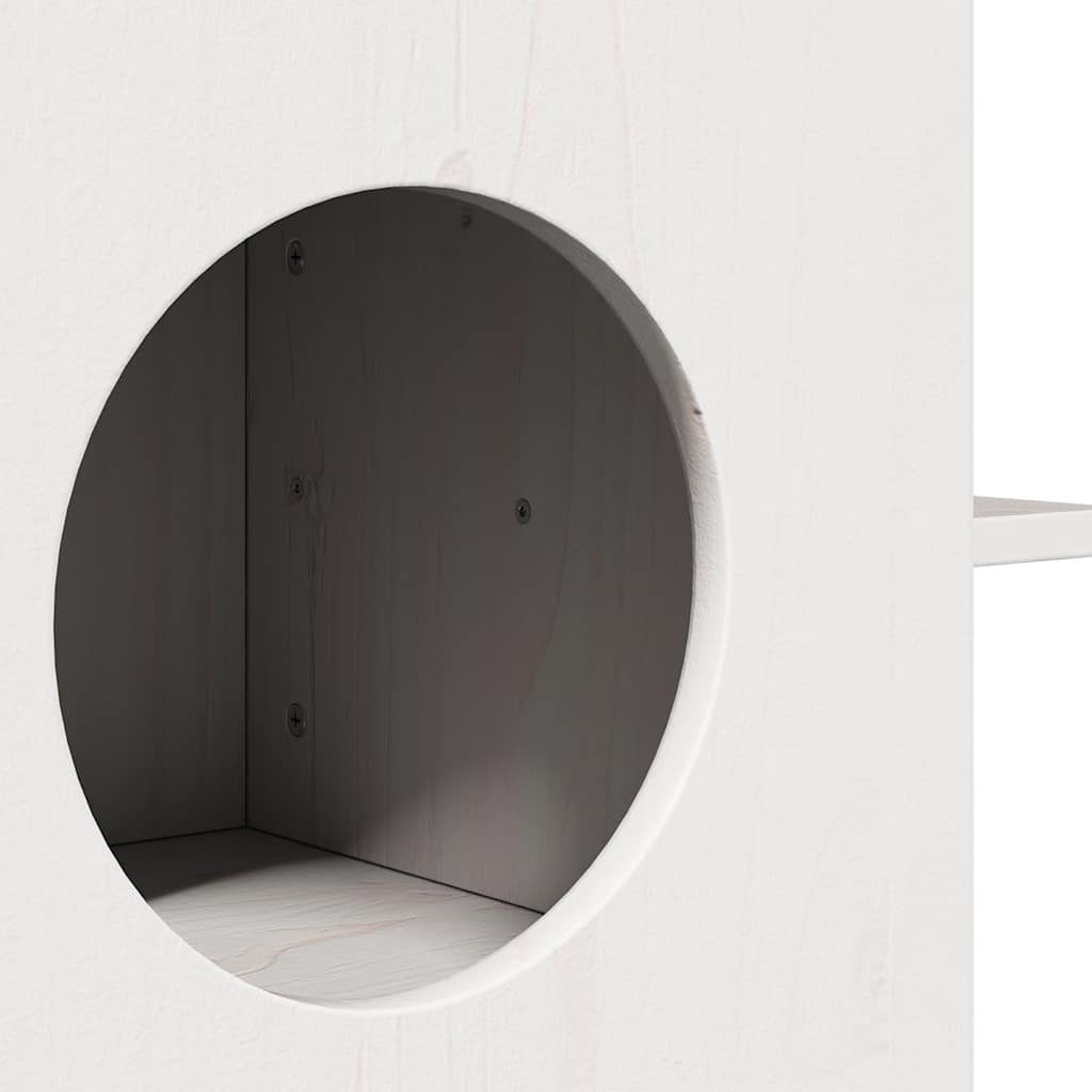 Cuccia Per Gatti Bianca 51X35X30 Cm In Legno Massello Di Pino