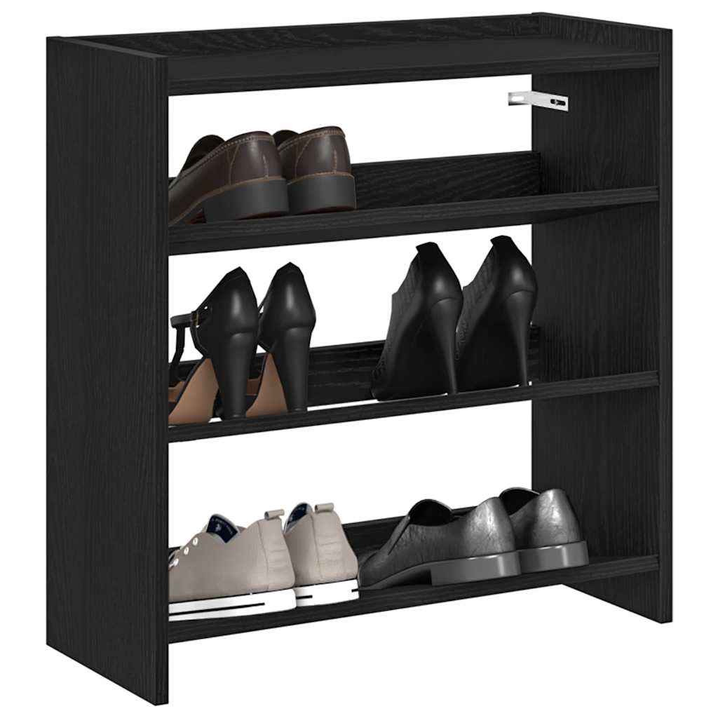 Scarpiera Nera 80X25X In Legno Multistrato Nero