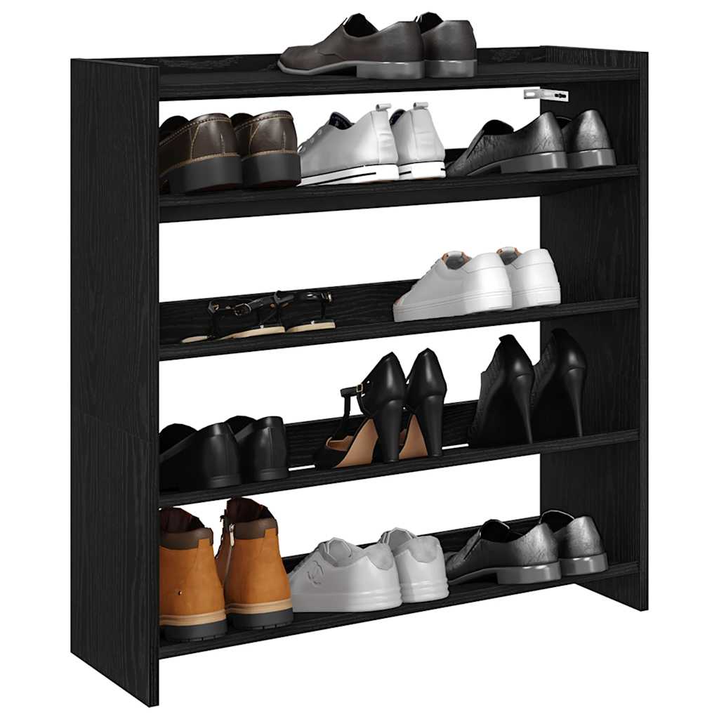 Scarpiera Nera 80X25X In Legno Multistrato Nero
