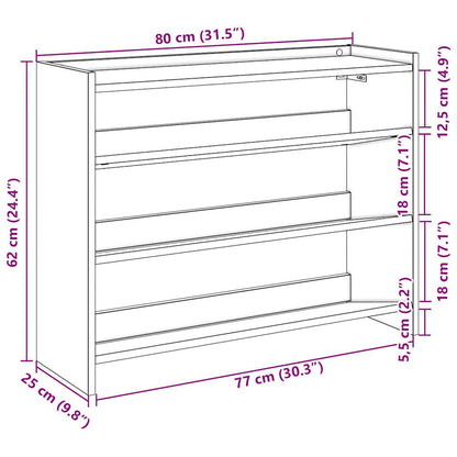 Scarpiera Nera 80X25X In Legno Multistrato Nero