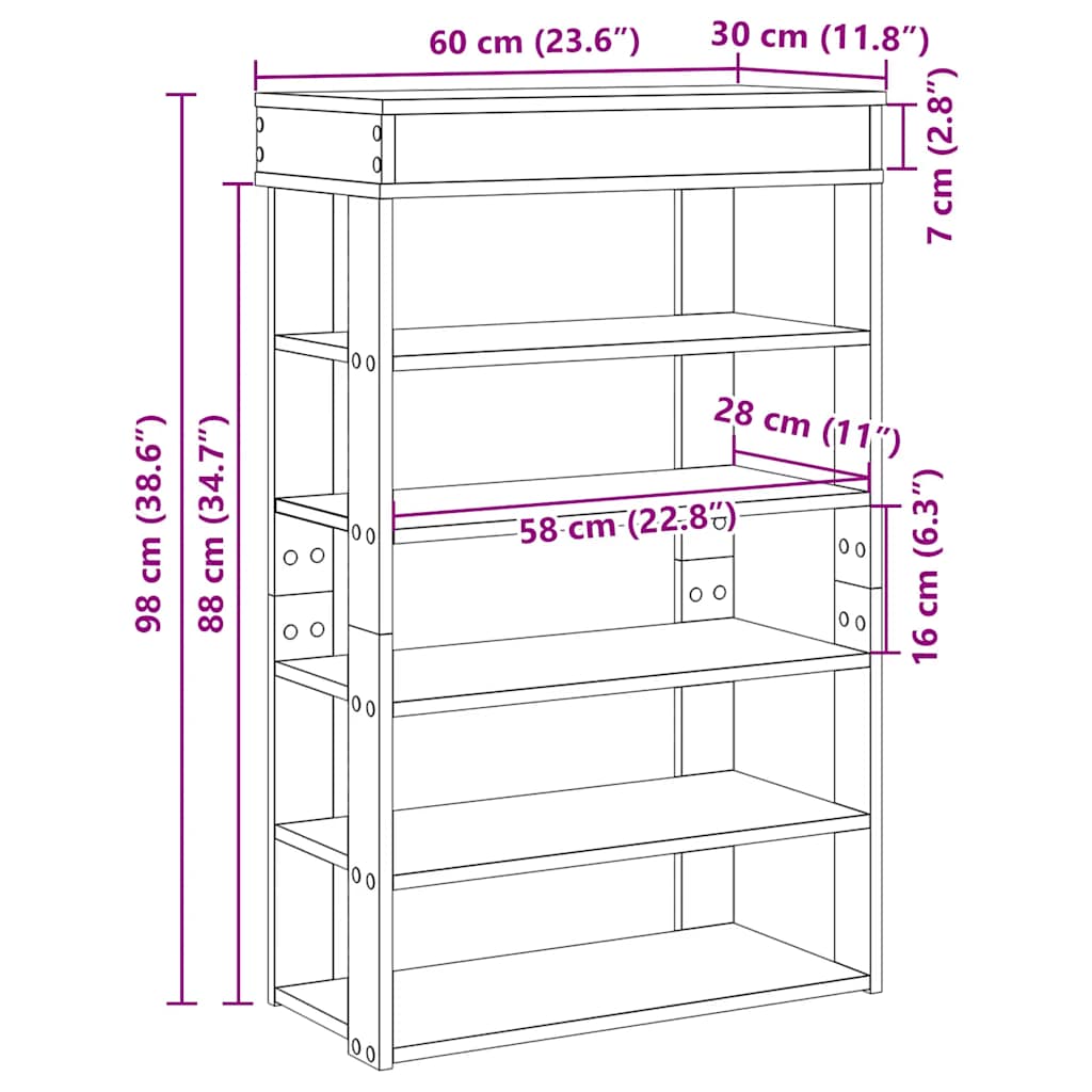 Scarpiera 60X30X98 Cm In Legno Multistrato