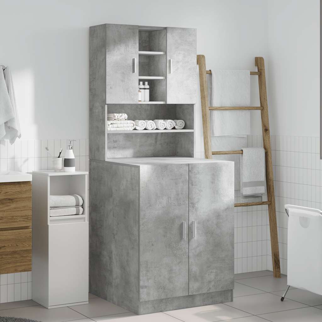 Mobili Lavatrice 2Pz Grigio Cemento In Truciolato