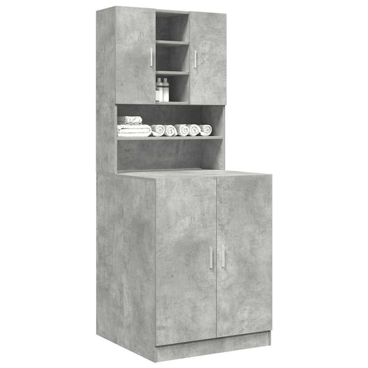 Mobili Lavatrice 2Pz Grigio Cemento In Truciolato