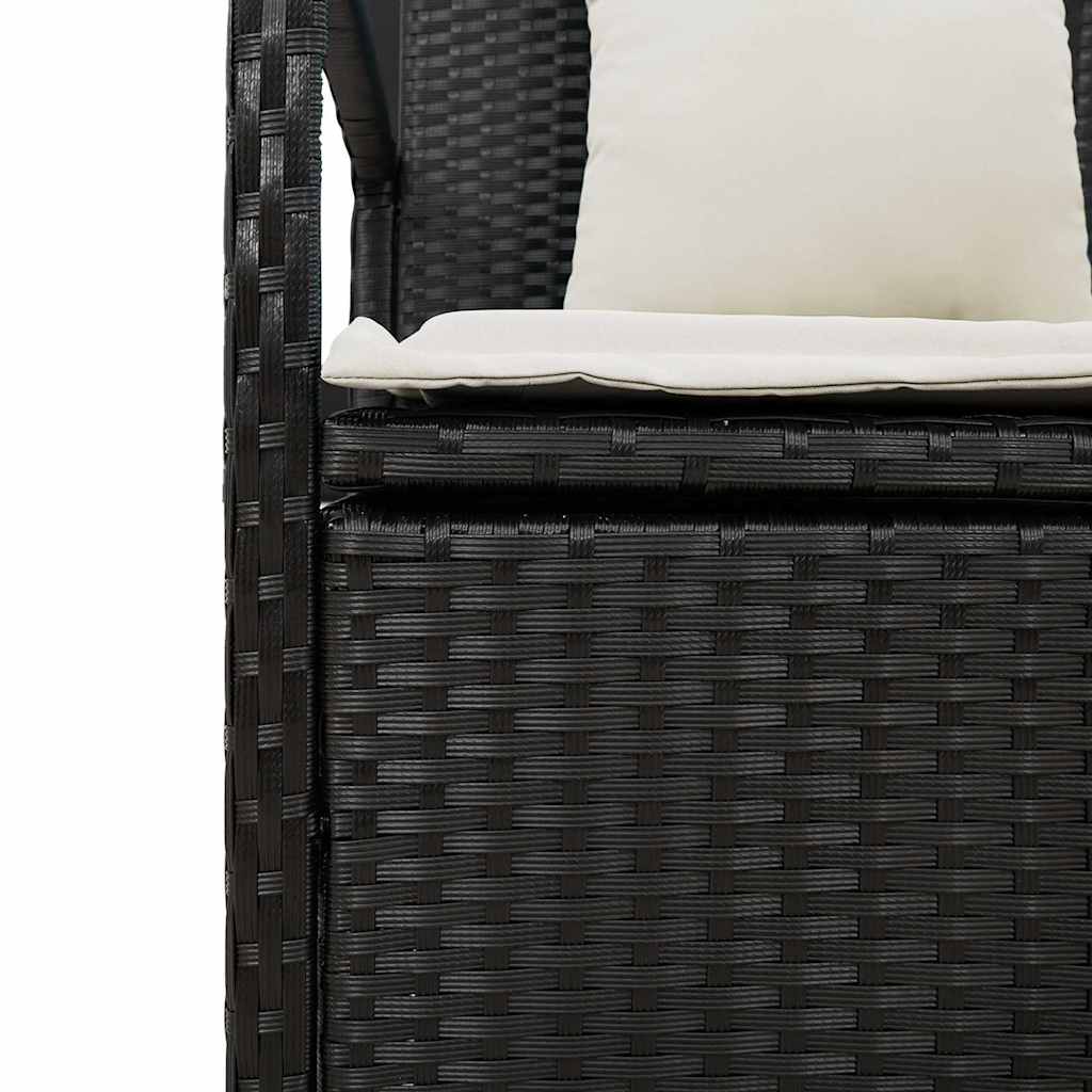 Panca Portaoggetti Da Giardino Con Cuscino In Polyrattan Nero