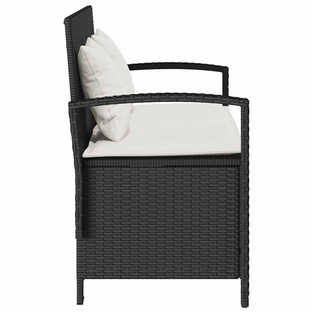 Panca Portaoggetti Da Giardino Con Cuscino In Polyrattan Nero
