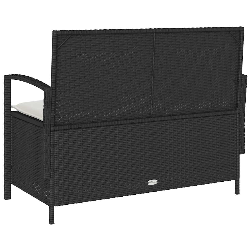 Panca Portaoggetti Da Giardino Con Cuscino In Polyrattan Nero