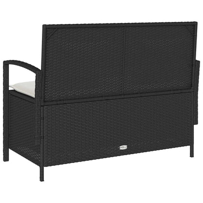 Panca Portaoggetti Da Giardino Con Cuscino In Polyrattan Nero