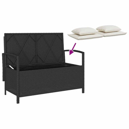 Panca Portaoggetti Da Giardino Con Cuscino In Polyrattan Nero