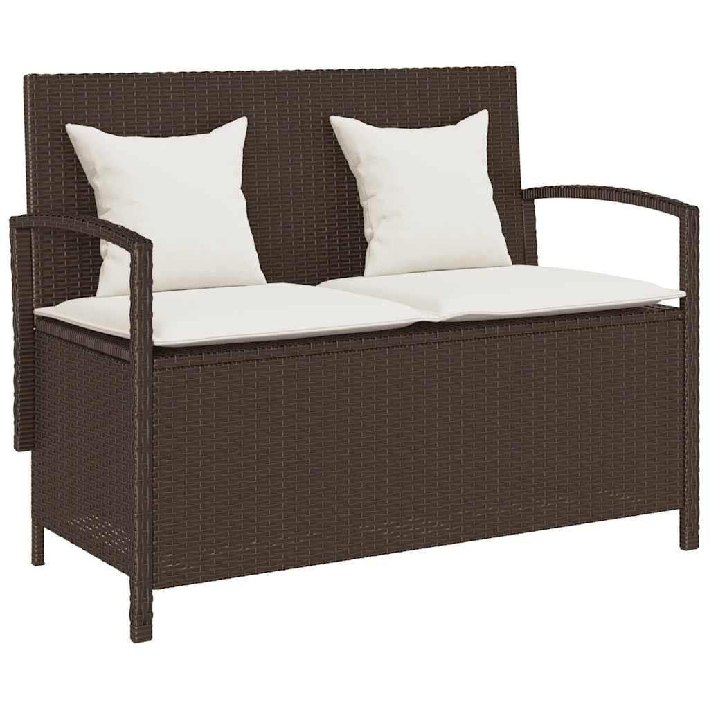 Panca Portaoggetti Da Giardino Con Cuscino In Polyrattan Nero