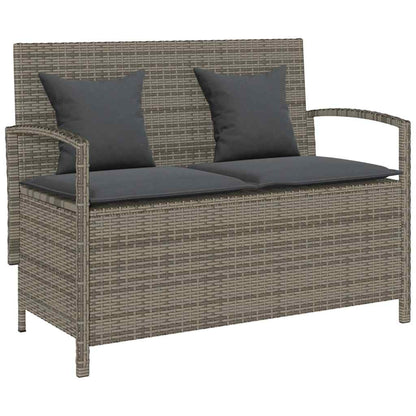 Panca Portaoggetti Da Giardino Con Cuscino In Polyrattan Nero