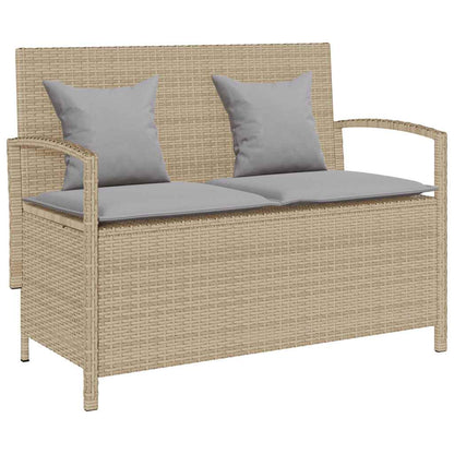Panca Portaoggetti Da Giardino Con Cuscino In Polyrattan Nero