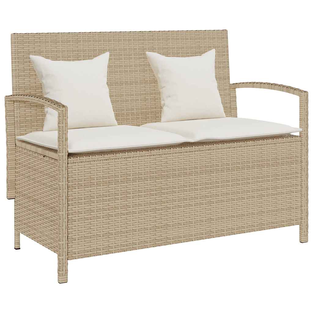 Panca Portaoggetti Da Giardino Con Cuscino In Polyrattan Nero