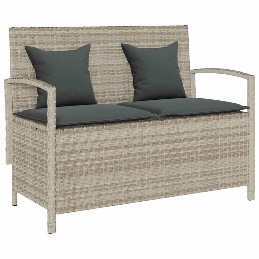 Panca Portaoggetti Da Giardino Con Cuscino In Polyrattan Nero