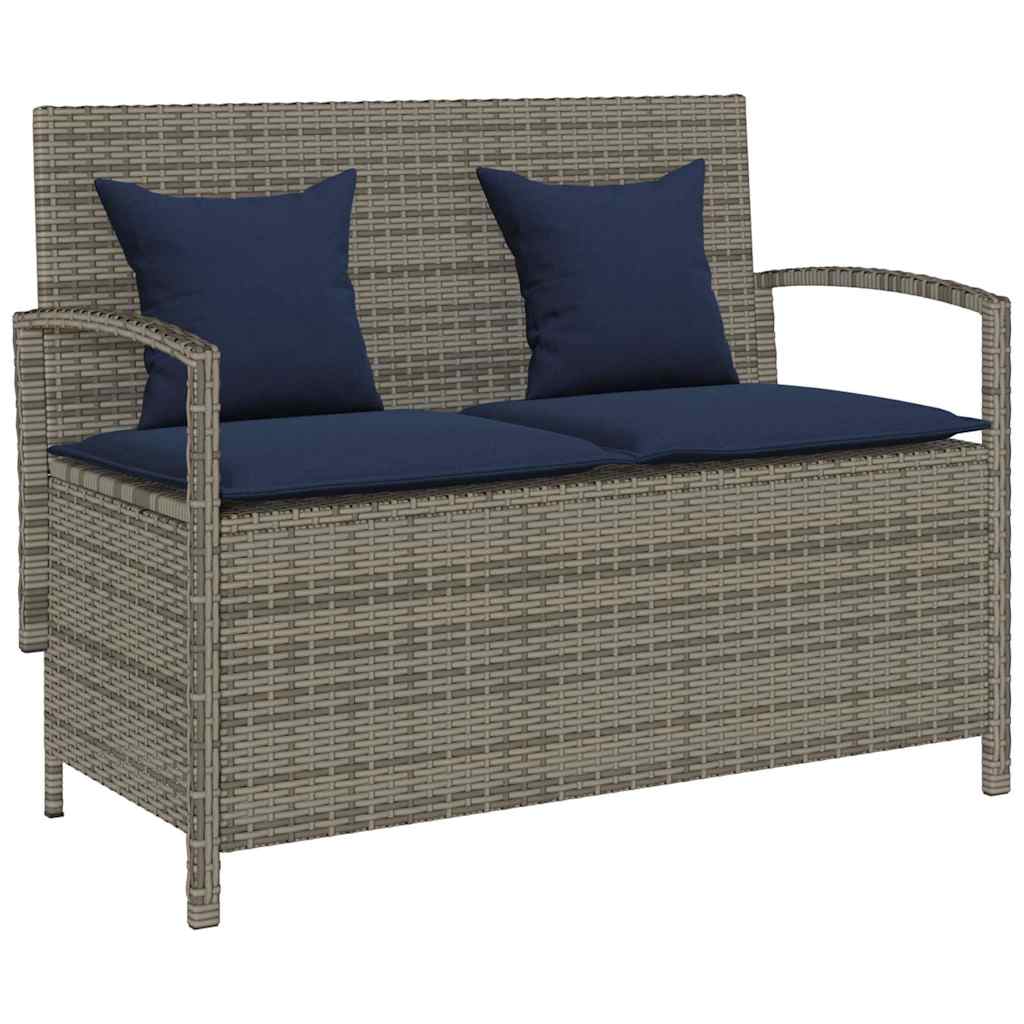 Panca Portaoggetti Da Giardino Con Cuscino In Polyrattan Nero