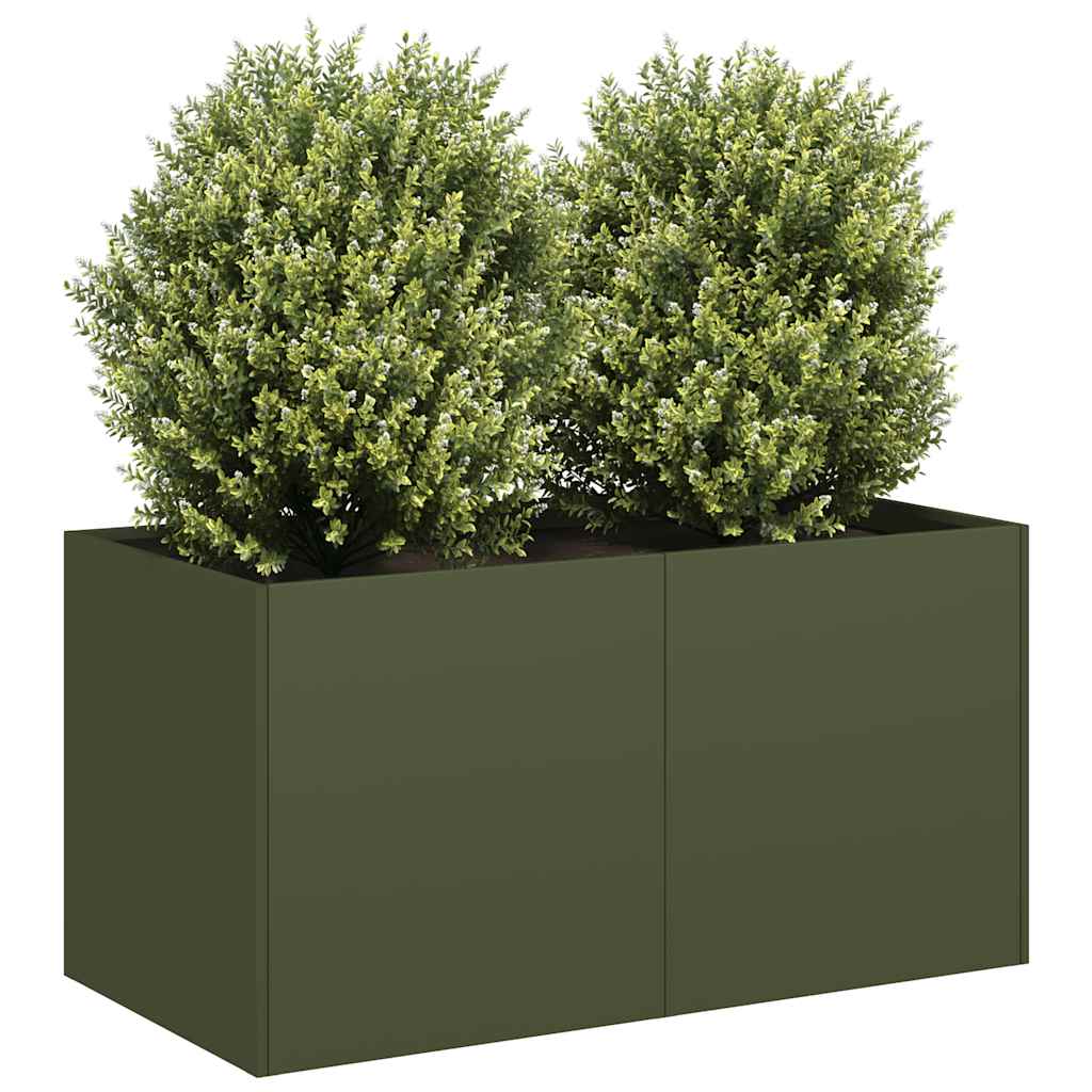 Fioriera Verde Oliva In Acciaio Laminato A Freddo Acciaio/Verde