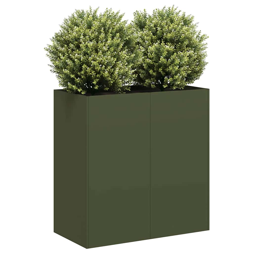 Fioriera Verde Oliva In Acciaio Steel/Olive Green
