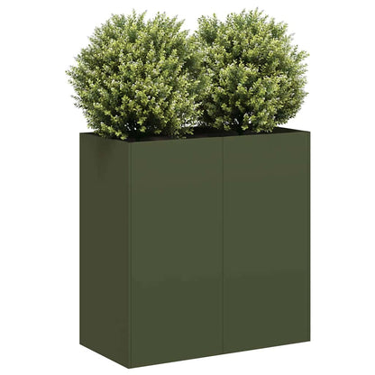 Fioriera Verde Oliva In Acciaio Steel/Olive Green