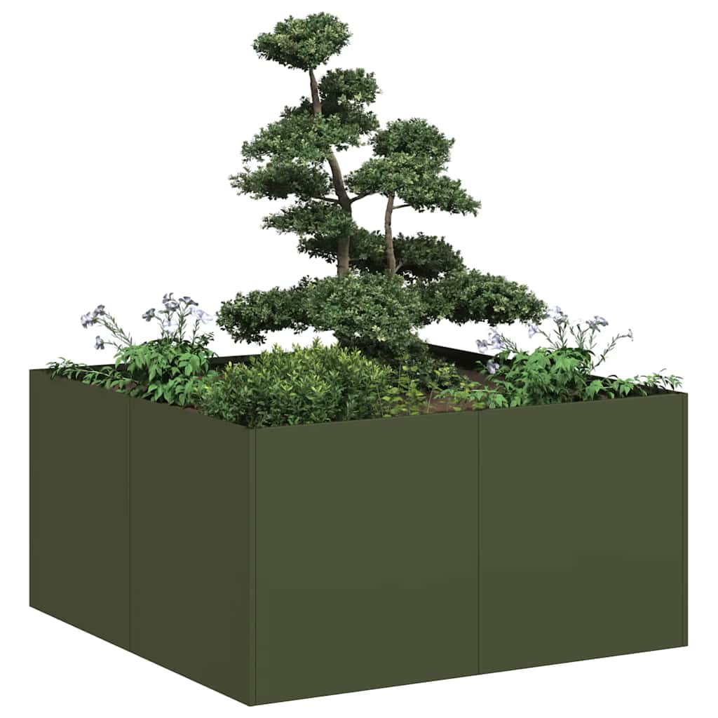 Fioriera Verde Oliva In Acciaio Steel/Olive Green