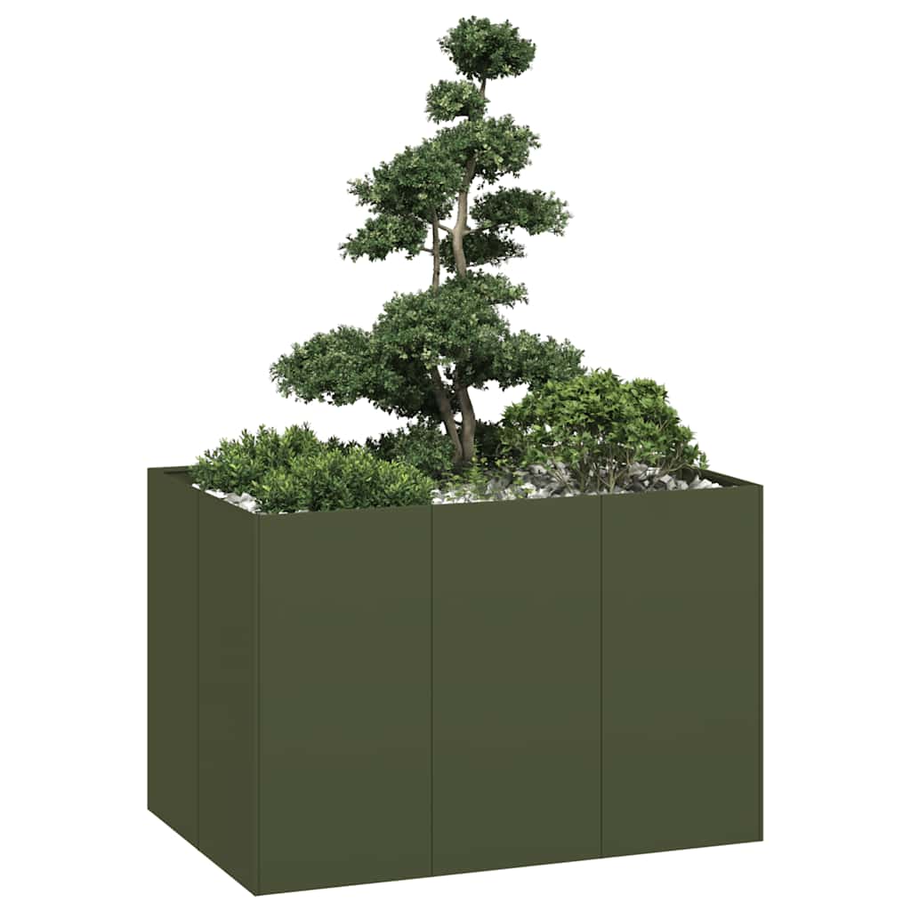 Fioriera Verde Oliva In Acciaio Laminato A Freddo Acciaio/Verde