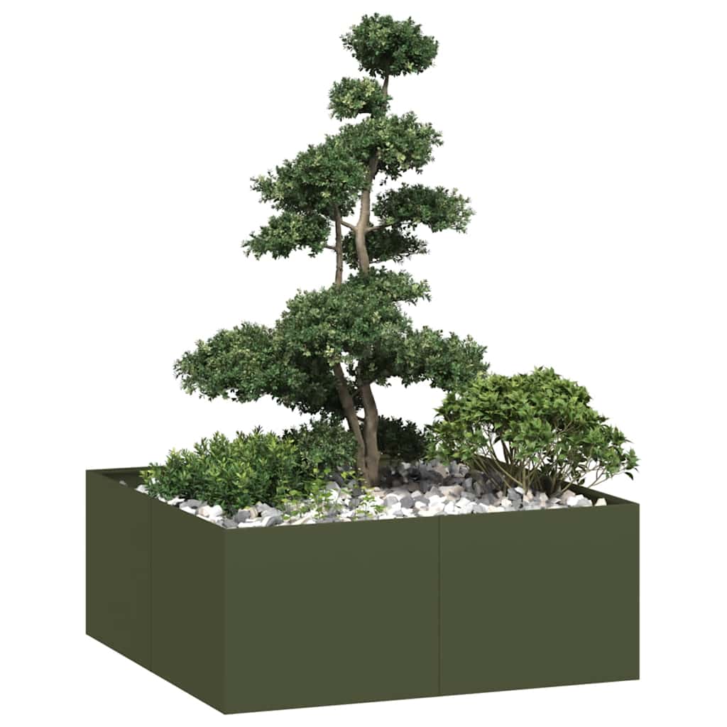 Fioriera Verde Oliva In Acciaio Laminato A Freddo Acciaio/Verde