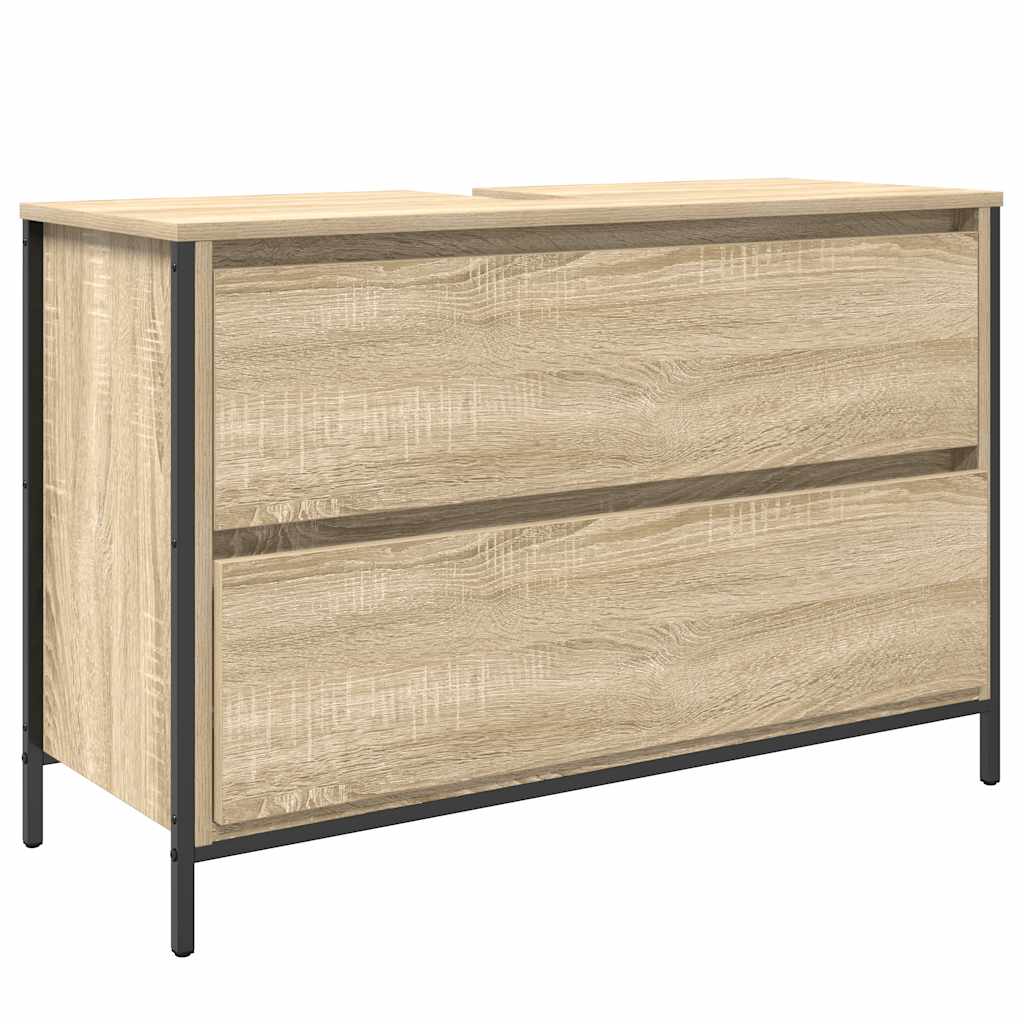 Mobile Lavabo Da Bagno Con Cassetti Rovere Sonoma 90X34,5X60 Cm